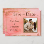 Save The Date Gold Peach Melon Abstrait Photo Brown Modern (Devant / Derrière)
