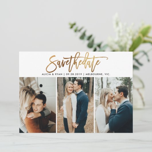 Save The Date Gold plusieurs photos enregistrer la date (Debout devant)