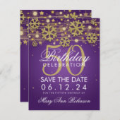 Save The Date Gold Purple 50e anniversaire Date de sauvegarde hi (Devant / Derrière)