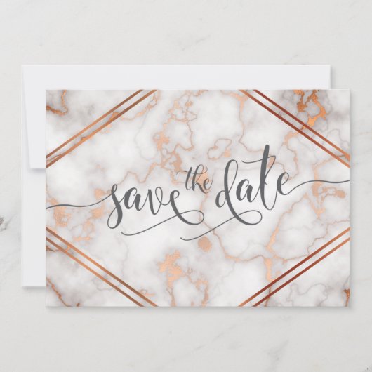 Save The Date Gold Rose profond / Calligraphie en marbre de cuiv (Devant)