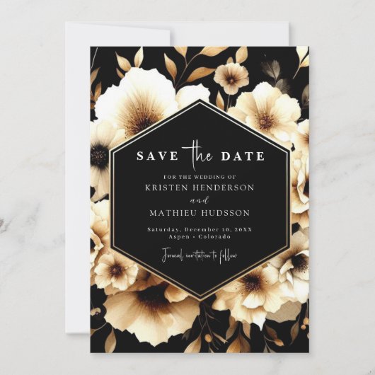 Save The Date Gold rustique minimal et Mariage noir (Devant)