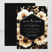 Save The Date Gold rustique minimal et Mariage noir (Devant / Derrière)
