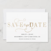 Save The Date Gold Script Moderne Stylet Écriture manuscrite Cal (Devant)