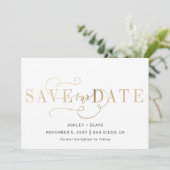 Save The Date Gold Script Moderne Stylet Écriture manuscrite Cal (Debout devant)