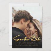 Save The Date Gold Script Photo Enregistrer la date (Devant)