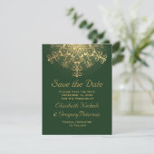 Save The Date Gold snowflake mariage hiver vert Enregistrer la d (Debout devant)
