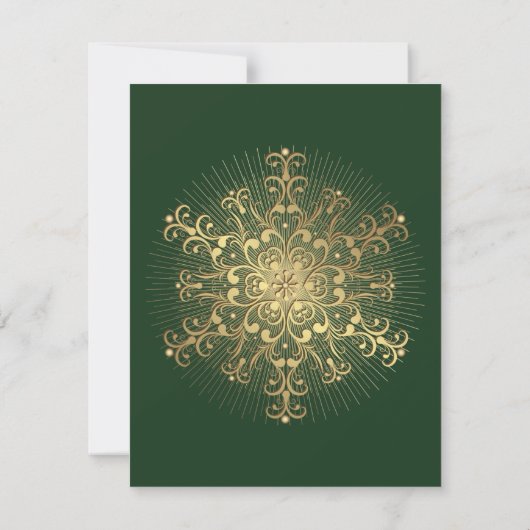 Save The Date Gold snowflake mariage hiver vert Enregistrer la d (Dos)