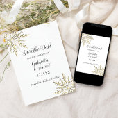 Save The Date Gold Snowflakes Mariage d'hiver Enregistrer la dat
