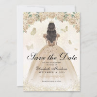 Gold Sparkel Floral Princess Quinceañera Anniversa