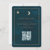 Save The Date Gold Stars Lune Céleste Qr Code Enregistrer la dat (Dos)