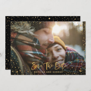 Save The Date Gold stars script photo mariage moderne