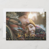 Save The Date Gold stars script photo mariage moderne (Devant)