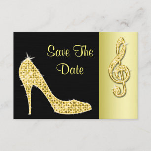 Save The Date Gold Stiletto & Treble Cleft 16ème Sauvegarder La