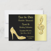 Save The Date Gold Stiletto & Treble Cleft 16ème Sauvegarder La  (Dos)