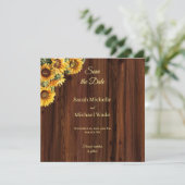 Save The Date Gold Sunflowers rustique Enregistrer la date Invit (Debout devant)