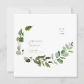 Save The Date Gold Text Eucalyptus Mariage Carré Enregistrer la (Devant)