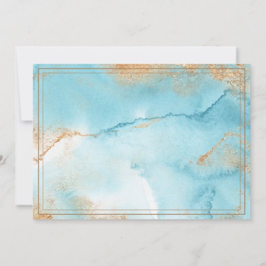 Save The Date Gold Turquoise Abstrait Photo Modern (Dos)