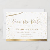 Save The Date Gold & White Beau Mariage élégant (Devant)