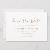Save The Date Gold & White Beau Mariage élégant (Devant)