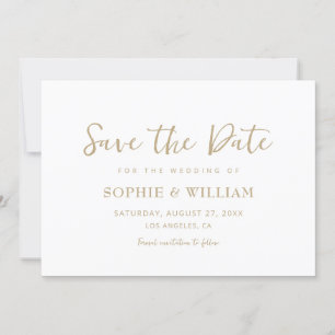 Save The Date Gold & White Beau Mariage élégant