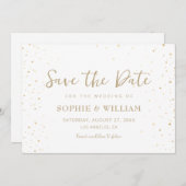 Save The Date Gold & White Beau Mariage élégant (Devant / Derrière)