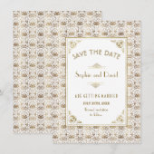 Save the date | Gold White Roaring 20s Art Deco (Voorkant / Achterkant)