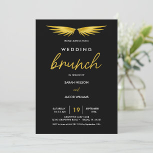 Save The Date Gold Wings, Black Post Mariage Brunch