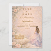 Save The Date Golden Crown Fairytale Quinceañera (Devant)