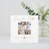 Save The Date Golden Effect Elegant Custom Photo Wedding (Debout devant)