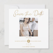 Save The Date Golden Effect Elegant Custom Photo Wedding (Devant)