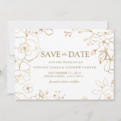 Save The Date Golden Floral Simple mariage élégant (Devant)