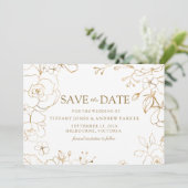 Save The Date Golden Floral Simple mariage élégant (Debout devant)