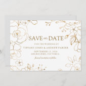 Save The Date Golden Floral Simple mariage élégant (Devant / Derrière)
