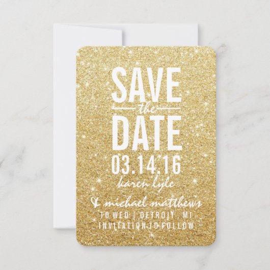 Save the Date | Golden Glitter Fab II (Voorkant)