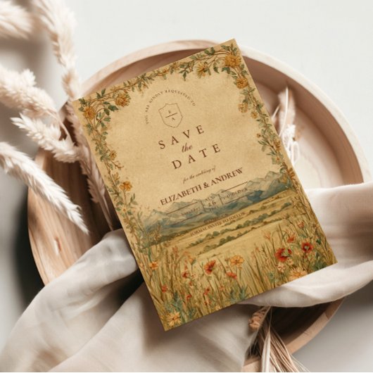 Save The Date Golden Meadow Mountain Wedding