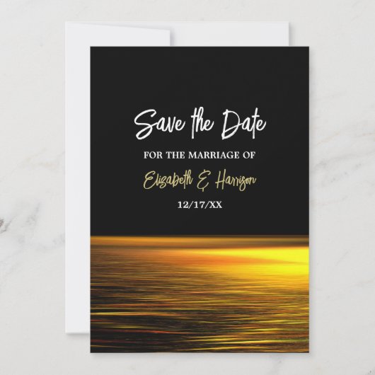 Save The Date Golden Ocean, Elégant Mariage plage (Devant)