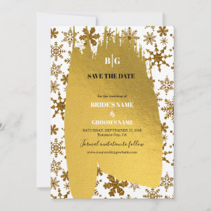 Save The Date Golden Snowflakes Festive Mariage de Noël