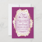 Save The Date Golden White Floral Pink Geometric Rustic Wedding (Devant)