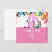 Save The Date Golf 2e anniversaire en thème rose (Devant / Derrière)