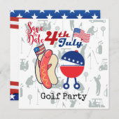 Save The Date Golf 4 juillet Fête de l'Indépendance Barbecue (Devant / Derrière)