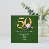 Save The Date Golf 50e anniversaire avec golf sur gazon vert (Debout devant)