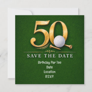Save The Date Golf 50e anniversaire avec golf sur gazon vert