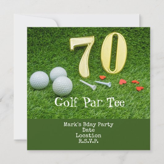 Save The Date Golf 70e anniversaire Golf Par Tee party Invitatio (Devant)