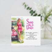 Save The Date Golf Bachelorette Woman Golfer Is Golfing  (Debout devant)
