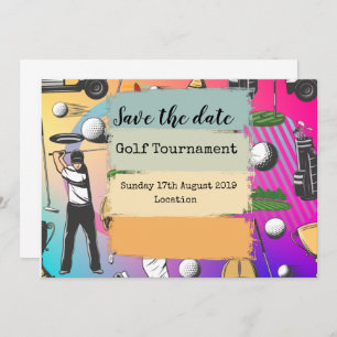 Save The Date Golf Enregistrer la date Golf Tournoi coloré