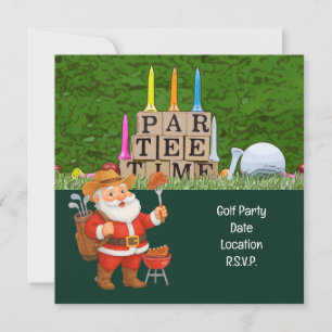 Save The Date Golf Par tee party Santa Claus Christmas BBBQ