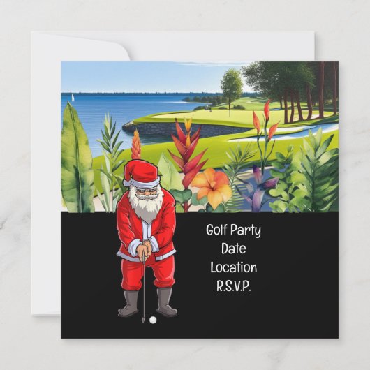 Save The Date Golf Par tee party Santa Claus Christmas Hawaii (Devant)