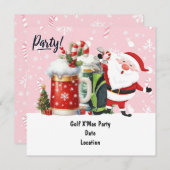 Save The Date Golf Santa Claus en arrière - plan rose (Devant / Derrière)