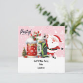 Save The Date Golf Santa Claus en arrière - plan rose (Debout devant)