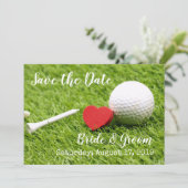 Save The Date Golf Sauvez la date avec balle de golf et tee & lo (Debout devant)